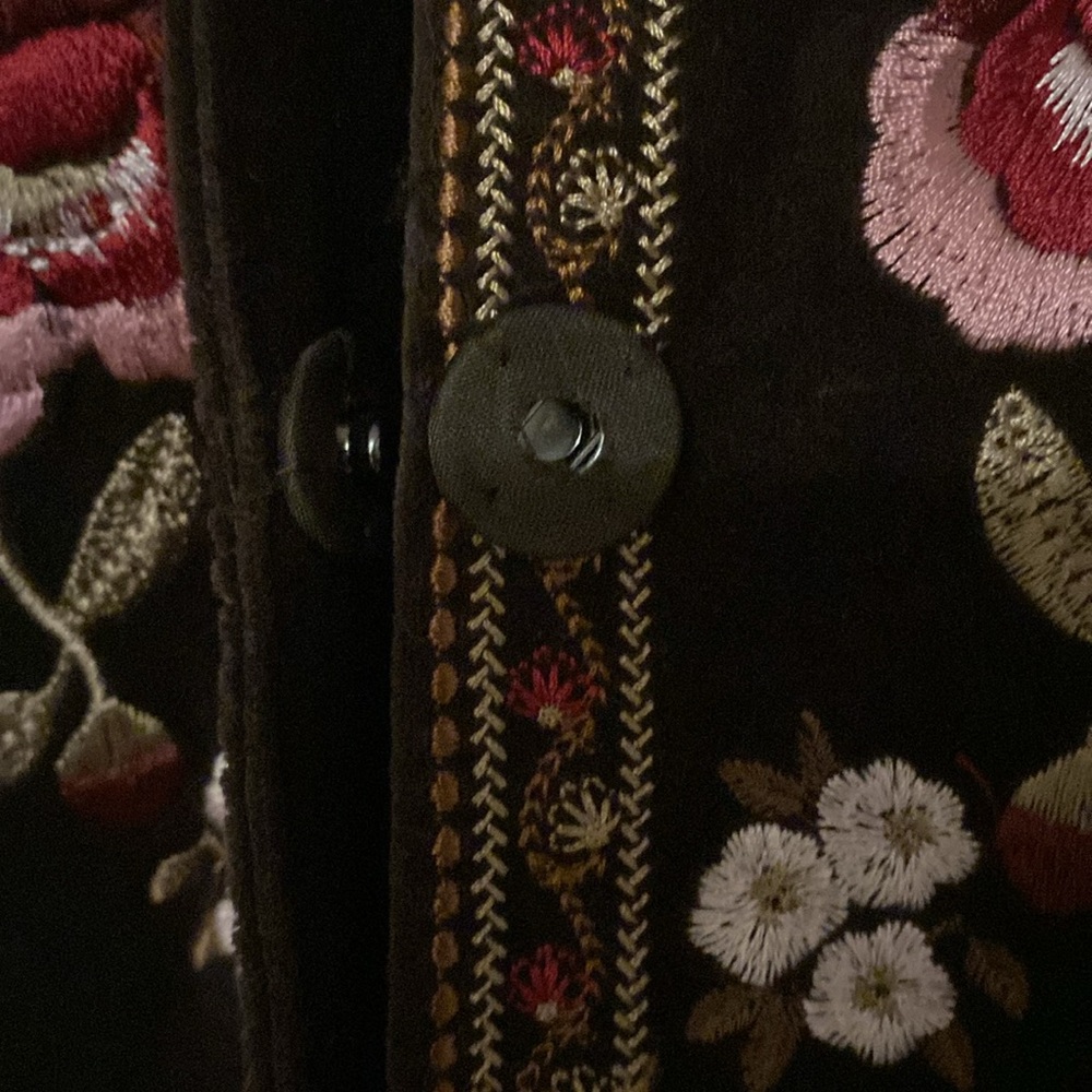Nygard Medium Length Brown Embroidered Coat/Jacket Size 8 - Picture 9 of 9